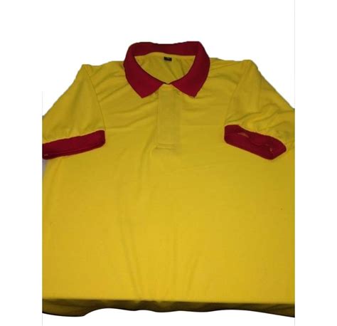 Half Sleeve Yellow Men Nirmal Knit Polo Neck T Shirt Size Small At Rs