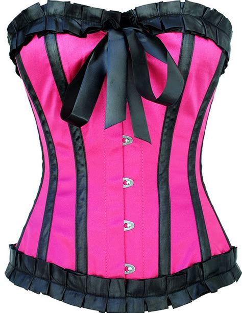 Hot Pink Simplicity Pink Black Corset Pink Corset Authentic Corsets