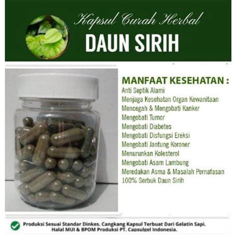 Jual Daun Sirih Kapsul Curah Herbal Kemasan Botol Shopee Indonesia