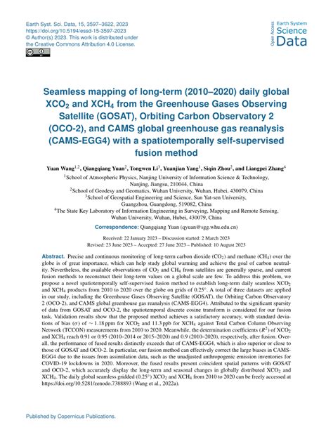 PDF Seamless Mapping Of Long Term 20102020 Daily Global XCO 2 And