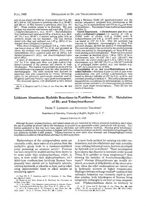 (PDF) Lithium Aluminum Hydride Reactions in Pyridine Solution. IV. Metalation of Di- and ...