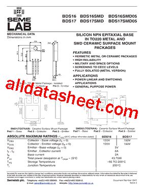 Bds Datasheet Pdf Seme Lab