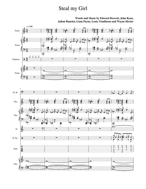 Steal My Girl One Direction Sheet Music For Piano Vocals Guitar