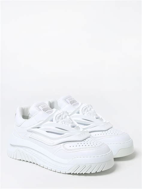 Versace Odissea Sneakers In Leather With Medusa White Versace