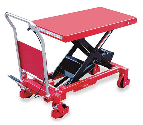 Dayton Manual Mobile Scissor Lift Table 2000 Lb Load Capacity 40 In