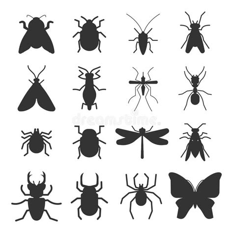 Iconos Populares De La Silueta De Los Insectos Aislados Ilustración del