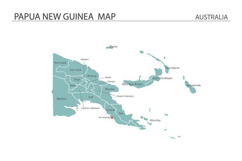 Papua New Guinea map vector on white background. Map have all province ...