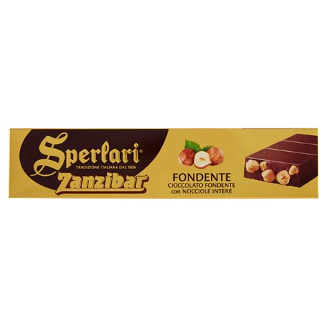 Torrone Zanzibar Al Cioccolato Fondente Con Nocciole Intere Sperlari Gr