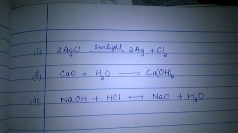 Write The Balanced Chemical Reaction I Silver Chloride Decomposes In Presense Of Sunlight To