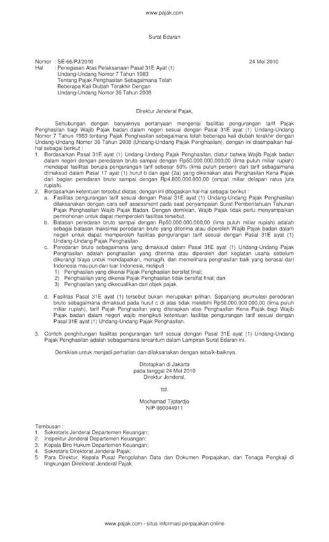 PDF Surat Edaran Nomor SE 66 PJ 2010 24 Mei 2010 Undang