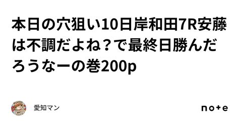 本日の穴狙い🔥10日岸和田7r安藤は不調だよね？で最終日勝んだろうなーの巻200p｜愛知マン