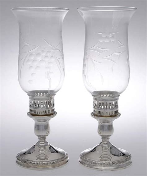 Prelude Plain Sterling Hollowware Pair Of Weighted Hurricane Lamp