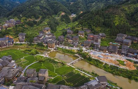 城市中午广西三江程阳八寨风光景区航拍摄影图配图高清摄影大图 千库网