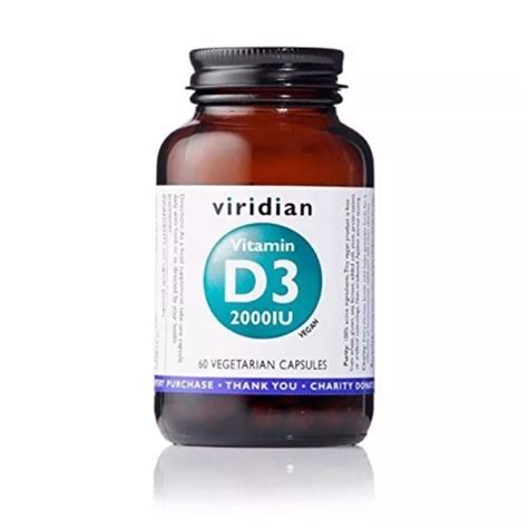 VIRIDIAN VITAMIN D3 2000iu Capsules 60 Capsules Vegan Exp 13 09