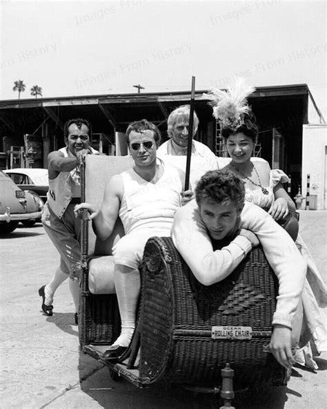 8x10 Print Marlon Brando James Dean 20th Fox Backlot 1954 Candid JDMB