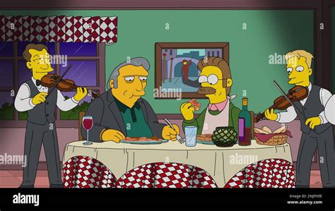 THE SIMPSONS, seated from left: Fat Tony (voice: Joe Mantegna), Ned ...