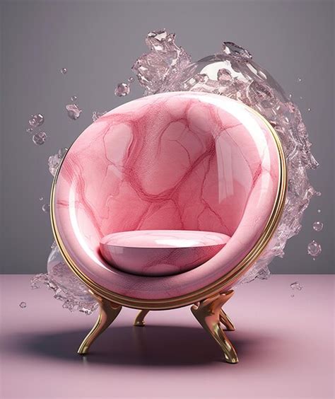 Premium Ai Image A Pink Chair With A Gold Base And A Pink Bowl On The Side