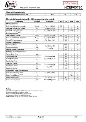 Ncep T A Mosfet Datasheet Pdf Equivalent Cross Reference Search