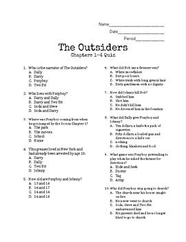 The Outsiders Comprehension Quiz Chapters 1 4 By Clever Words And