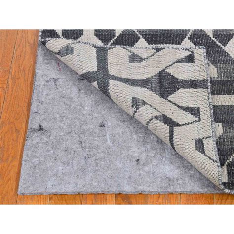 Gray Hand Woven Flat Weave Geometric Pattern Pure Wool Reversible Kilim