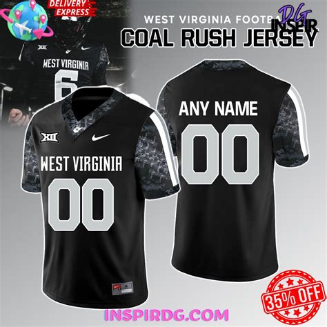 West Virginia Mountaineers Coal Rush Football Jersey Inspirdg