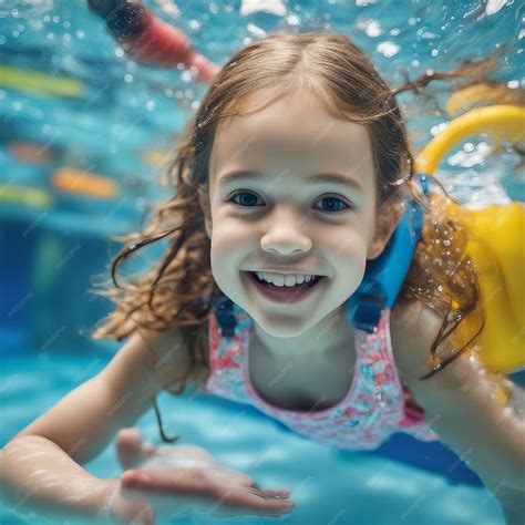 Premium Ai Image The Little Girl In The Water Park Swimming