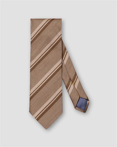 Light Brown Striped Silk Cotton Tie Eton