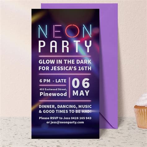 Neon Party Invitations