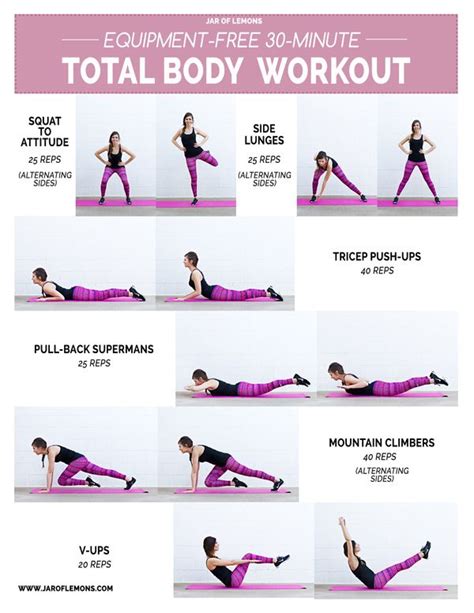 Equipment Free 30 Minute Total Body Workout Total Body Workout Quick Total Body Workout