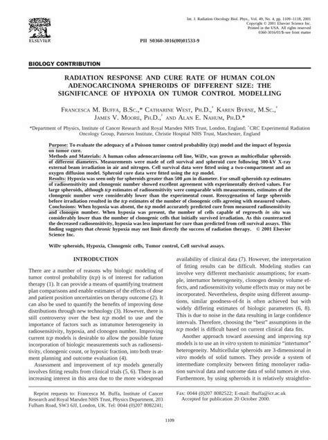 Pdf Radiation Response And Cure Rate Of Human Colon Adenocarcinoma