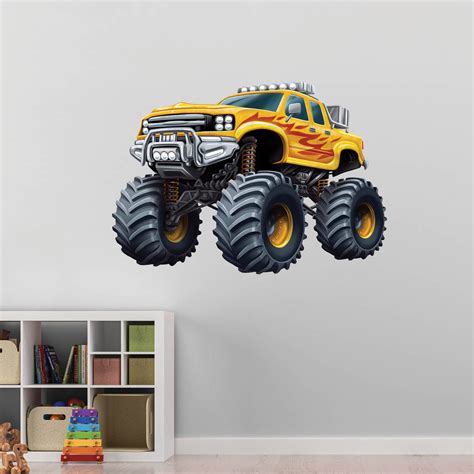 Supersize Fabric Wall Stickers - Monster Truck (Yellow) Sheet No.1 ...