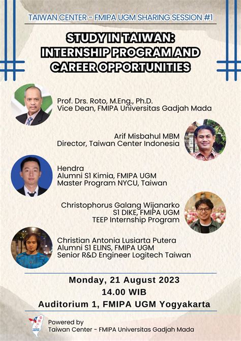 TAIWAN CENTER – FMIPA UGM SHARING SESSION #1 – Departemen Kimia FMIPA UGM