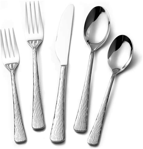 Amazon Kingstone Hammered Silverware Set Piece Flatware Set For