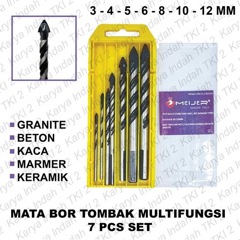 Mata Bor Tombak Set Pcs Meijer Granite Arrow Drill Bit Keramik Kaca