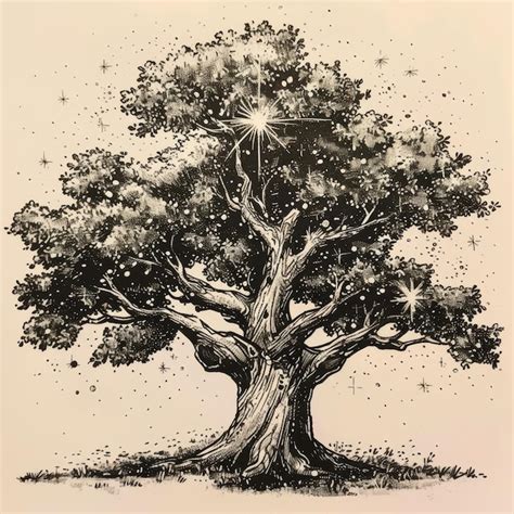 Premium Photo | A drawing of a tree with the word star on it