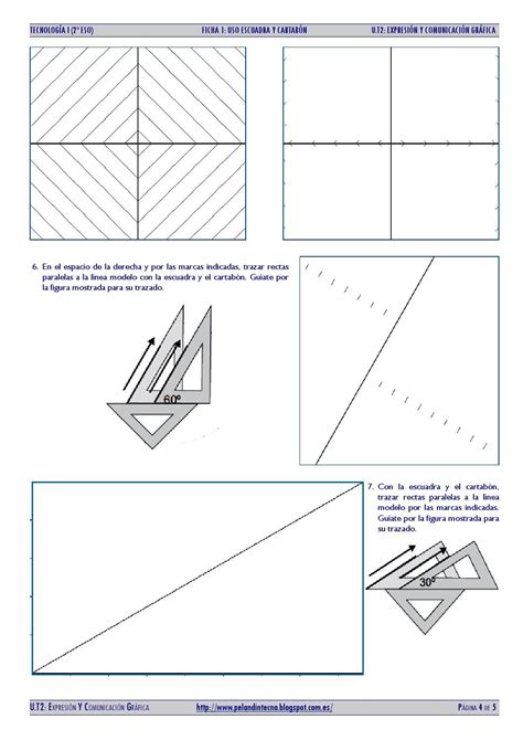 Ficha 1 Uso de escuadra y cartabón Clases de dibujo tecnico