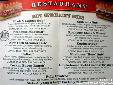 Printable Firehouse Menu With Prices