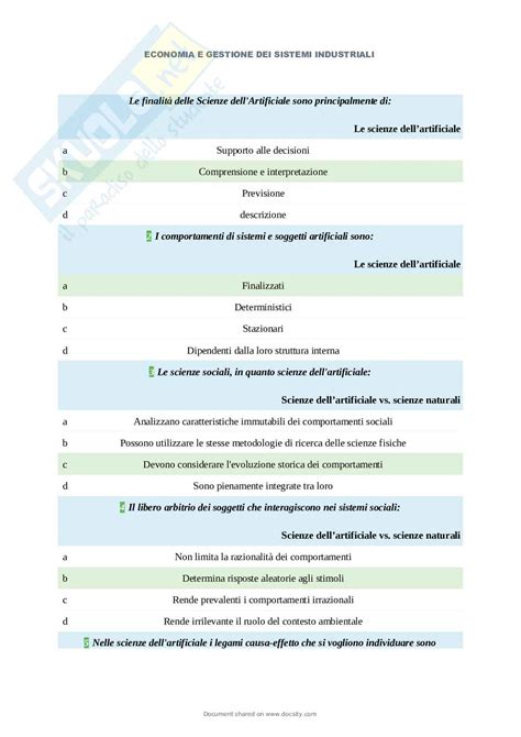 Paniere Economia E Gestione Dei Sistemi Industriali