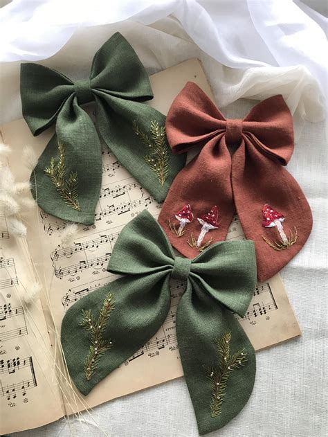 Embroidered Bows Floral Bow Custom Bow Baby Bow Bow Headband Etsy In