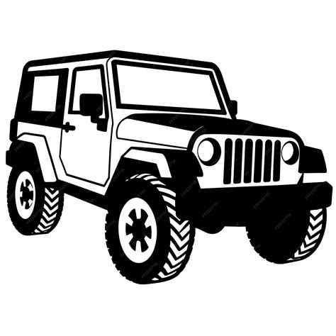 Premium Vector Off Road Jeep Vector Silhouette White Background 1