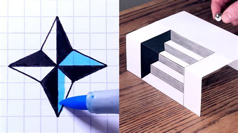 How to Draw - Easy 3D Step Illusion, Star & Art Tricks - YouTube