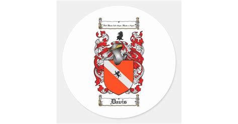 DAVIS FAMILY CREST - DAVIS COAT OF ARMS CLASSIC ROUND STICKER | Zazzle