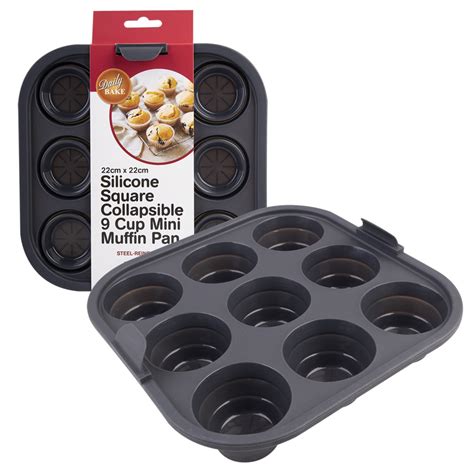 Daily Bake Silicone Square Collapsible Air Fryer 9 Cup Muffin Pan 22 X