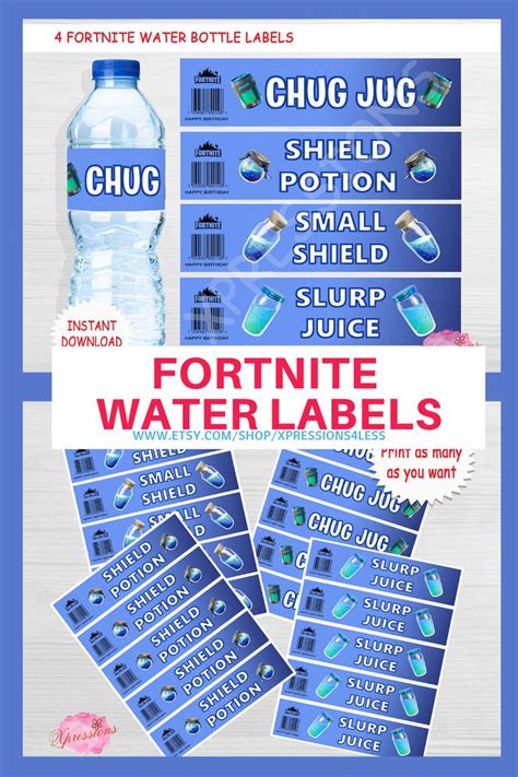 Fortnite Chug Jug Labels Shield Potion Label Fortnite Party Labels