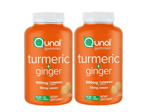 2 Pack Qunol Turmeric Plus Ginger 200 Gummies