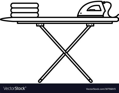 Ironing Board With Clothes And Iron Royalty Free Vector