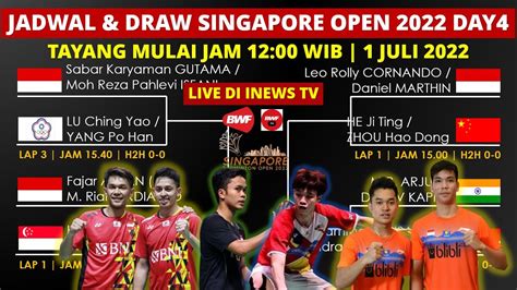 Jadwal Singapore Open Day Hari Ini Live Inews Tv Jam Jadwal