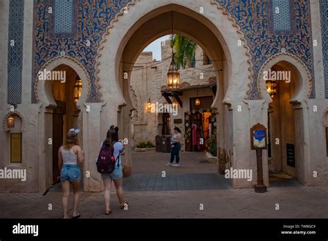 Orlando Florida May 16 2019 People Walking On Morocco Pavillion In