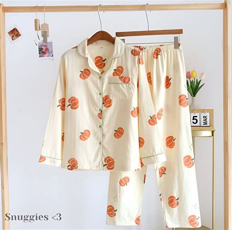 Long Sleeve Autumn Pyjamas For Women Pumpkin Pyjamas Etsy Uk