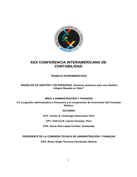 XXX CONFERENCIA INTERAMERICANA DE CONTABILIDAD